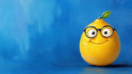 Sticker - A cartoon lemon with glasses and a mustache on it's face, AI