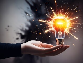 A conceptual image showcasing a light bulb as a metaphor for an innovative breakthrough and smart idea, symbolizing genius marketing strategy planning and creative thinking in business (13)