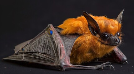 Bolivian Bat isolated on a black background. Golden-eared bat