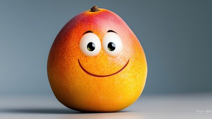 Sticker - A mango with a smiley face on it's surface, AI