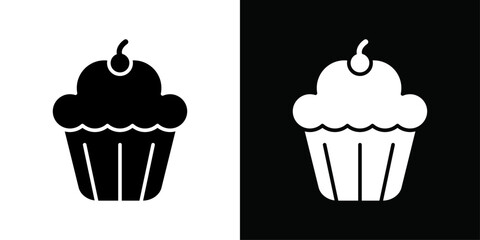 Muffin Icon Vector flat thin line illustration