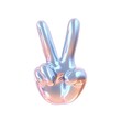 © Edifi 4 - Holographic peace hand symbol isolated on white background