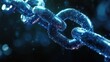 © ma - A blue digital chain of blocks being connected, symbolizing the data exchange in blockchain technology.
