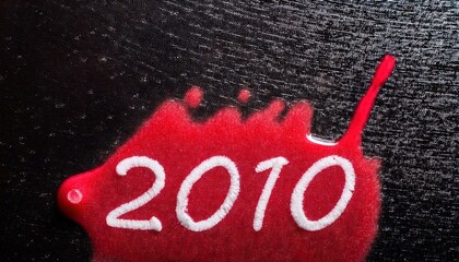 Canvas Print - Artistic Representation of Year 2010 in Red Paint