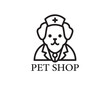Dog logo design for pet shop with line art style vector illustration