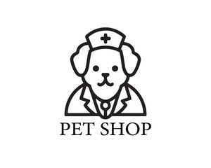 Wall Mural - Dog logo design for pet shop with line art style vector illustration