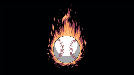 Canvas Print - Baseball ball on fire, sports concept, black background.