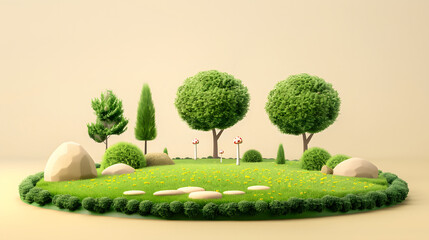 Sticker - Grass Lawn Park elements icon 3D Cartoon