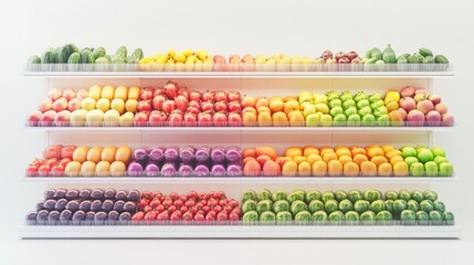 Poster - Colorful Fruits and Vegetables on Store Shelves