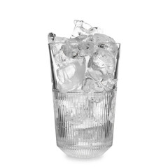 Canvas Print - One glass with ice for refreshing drink isolated on white