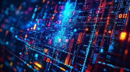 Digital technology abstract with bright data streams