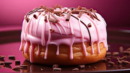 Canvas Print - Doughnut or Donut on pink background copy space  