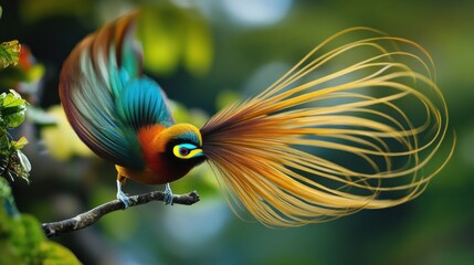 Canvas Print - A Vibrant Bird of Paradise with Golden Feathers