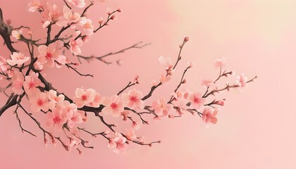 Vibrant Macro Illustration of Cherry Blossoms and Juliet Flowers Against a Soft Pink Summer Background