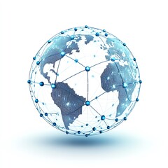 A globe with digital network lines icon, global internet freedom, vector illustration, blue and gray, isolated on white background