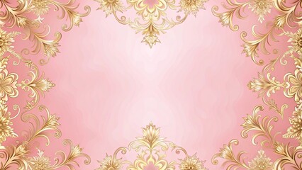 Wall Mural - Elegant decorative background with pink and gold pastel decorations for a fancy aesthetic