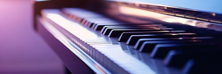 Poster - Close-up of piano keys with soft lighting, highlighting musical elegance.