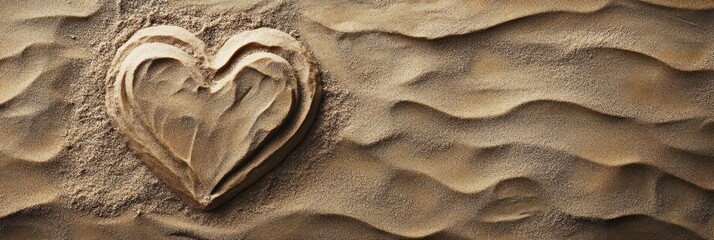 Canvas Print - A heart shape carved in sand, symbolizing love and connection with nature.