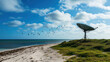 © Worakit - A satellite dish on remote island captures signals under bright sky