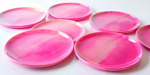 Sticker - Epoxy resin pink colored round plates, resin art, epoxy, round, plates, pink, colorful, vibrant, abstract, shiny, glossy