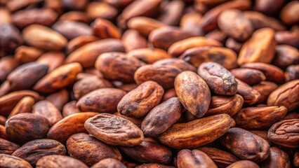 Sticker - Close up macro of a heap of cocoa beans, heap, cocoa beans, close up, macro, agriculture, organic, farm, raw, ingredient, brown