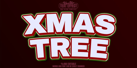 Xmas editable text effect, customizable tree and christmas 3d font style