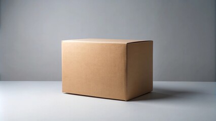 Canvas Print - Blank cardboard package box mock up isolated on light gray background, Packaging, Mockup, rendering, Box