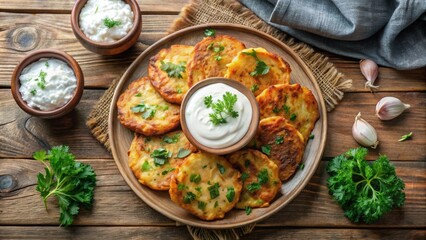 Poster - Gluten-free potato fritters with cottage cheese