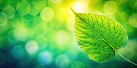 Canvas Print - Vibrant green leaf on a blurred background, nature, foliage, plant, eco-friendly, environment, sustainability, organic