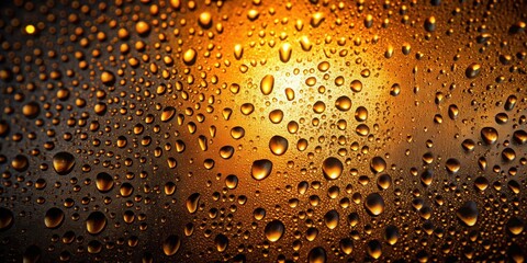 Wall Mural - Water drops on black glass illuminated with orange light, water, drops, black, glass, orange, light, illuminated, abstract