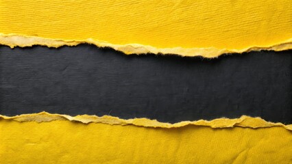 Wall Mural - Abstract yellow and black ripped paper texture perfect for creative backgrounds, ripped paper, abstract, texture, yellow