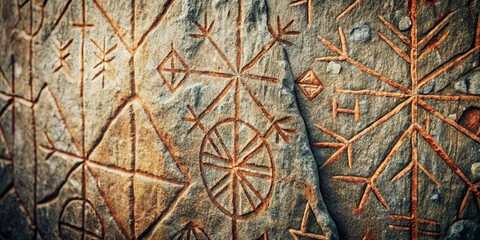 Runic stone texture with ancient engravings, perfect for a mystical and Norse themed backdrop