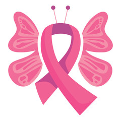 Poster - feather pink ribbon breast cancer awareness