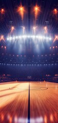 Wall Mural - 34. **A dynamic indoor sports arena with bright lights, a cheering crowd, and a polished court or field.