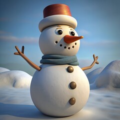 Poster - snowman on the snow