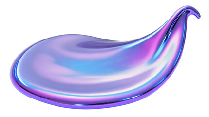 A glossy, iridescent blob with smooth curves and a reflective surface.