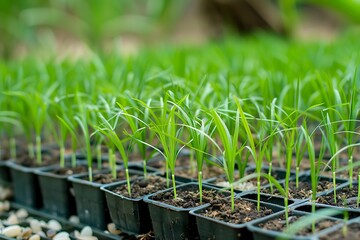 Rice plant seed germination on floor