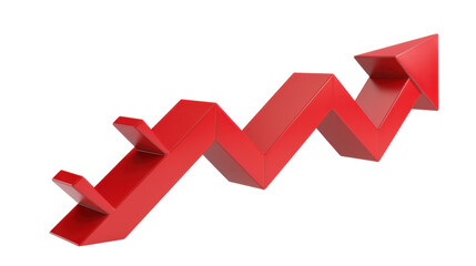 A red zigzag arrow symbolizing upward growth and progress in business or finance.