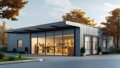 Canvas Print - Innovative Logistics and Storage Solutions in a Modern Warehouse Powered by AI Transformations