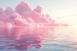 © DZMITRY - An enchanting sunset with pink fluffy clouds over a peaceful body of water - perfect for printing, posters, or cards