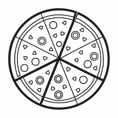 Wall Mural - Line art of pizza vector illustration 