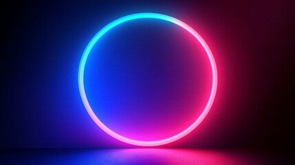 Wall Mural - A neon colored circle with a red and blue center. The circle is surrounded by a purple and blue background