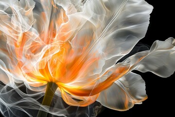 Wall Mural - A stunning macro photograph of a bright orange and white flower petal - perfect for a print, card, or poster