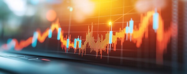 Poster - Stock Market Chart on Laptop Screen.