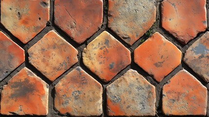 Wall Mural - Close-up of a textured red brick pathway.