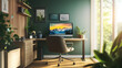 © boxstock production - Modern home office with a large window and scenic view