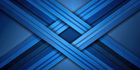 Wall Mural - Abstract geometric background with overlapping blue stripes on a dark blue background, abstract, geometric, background, blue