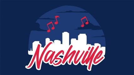 Poster - nashville tennessee on blue background and city silhouettes