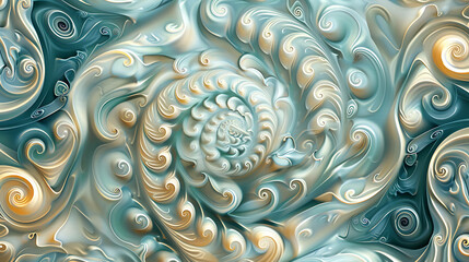 Abstract swirling pattern in blue and gold colors.