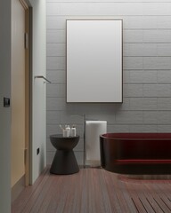 Wall Mural - mockup poster in corner modern interior background of bathroom showroom. 3d rendering